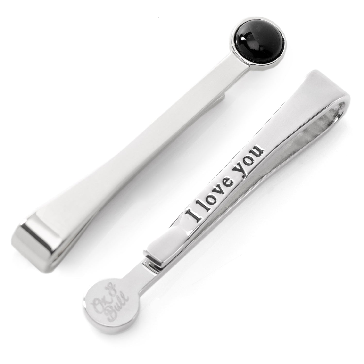  Cufflinks Silver and Onyx Tie Bar - Default Title - Bonton