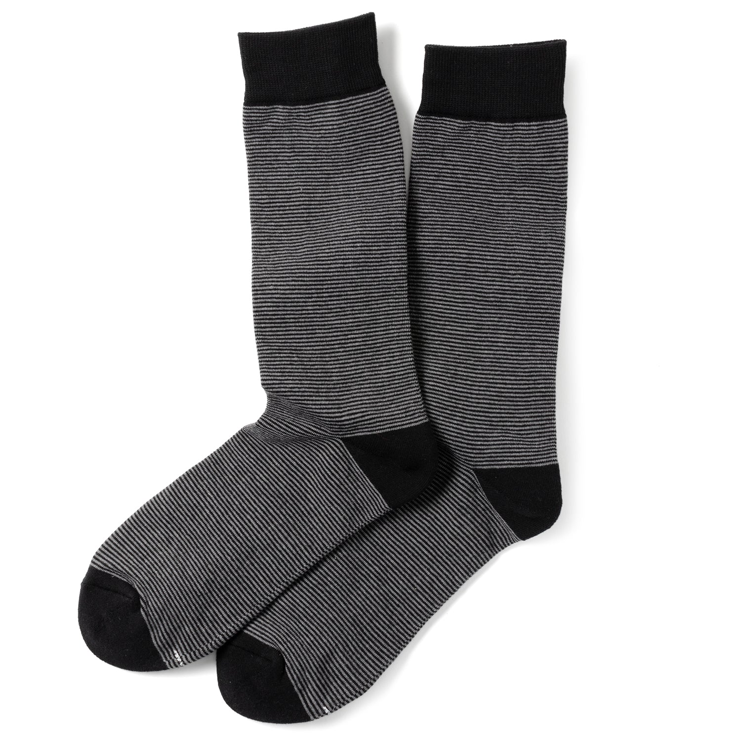  Cufflinks Striped Gray Black Men's Socks - Default Title - Bonton