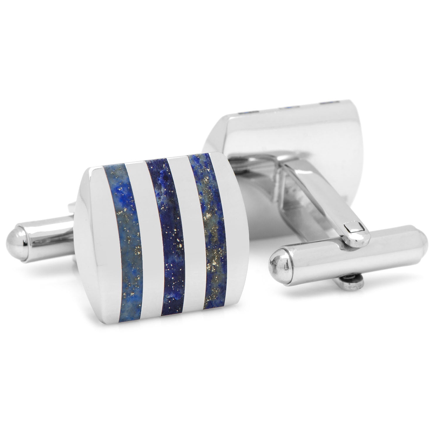  Cufflinks Stainless Steel Striped Lapis Cufflinks - Default Title - Bonton