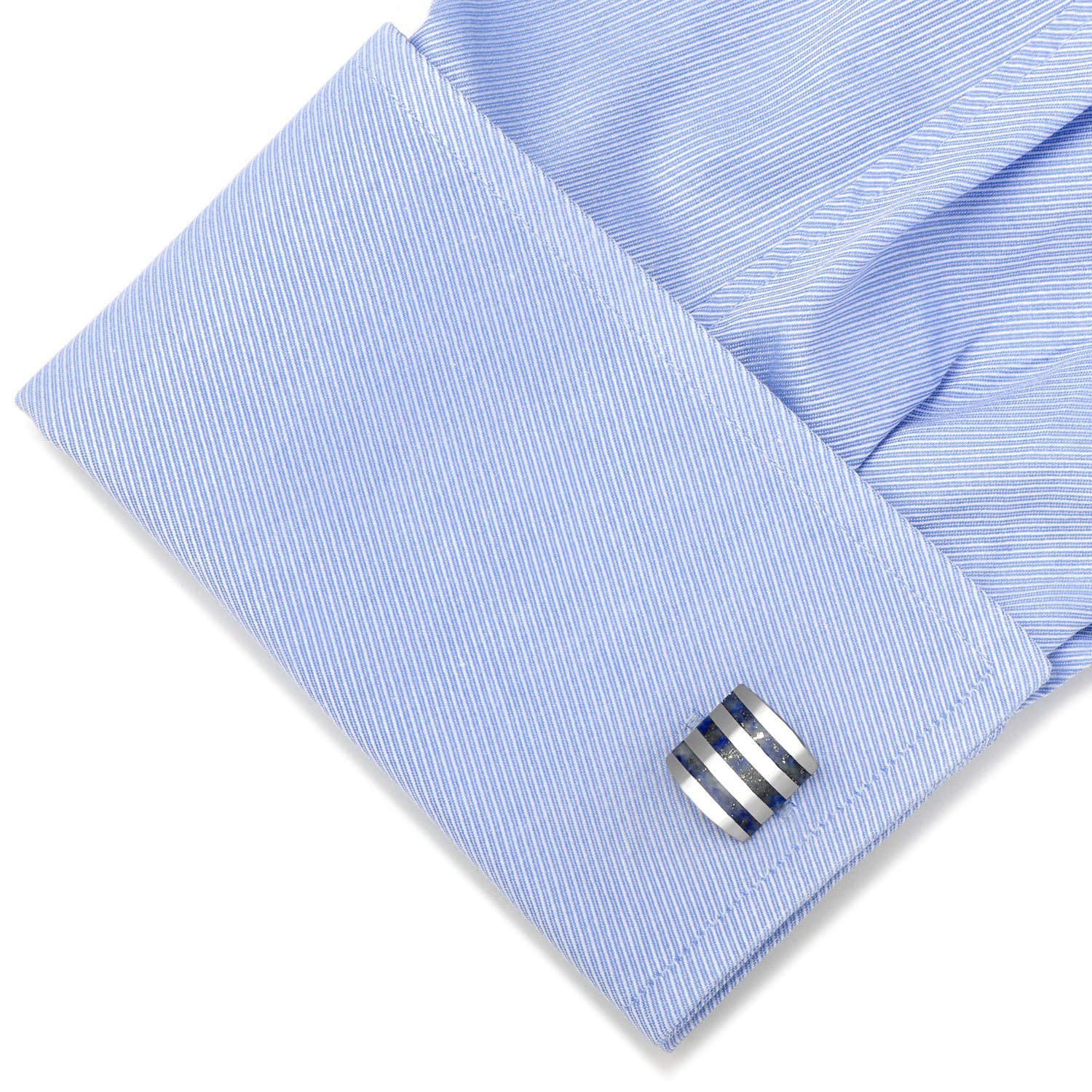  Cufflinks Stainless Steel Striped Lapis Cufflinks - Default Title - Bonton