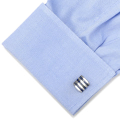 Stainless Steel Striped Lapis Cufflinks