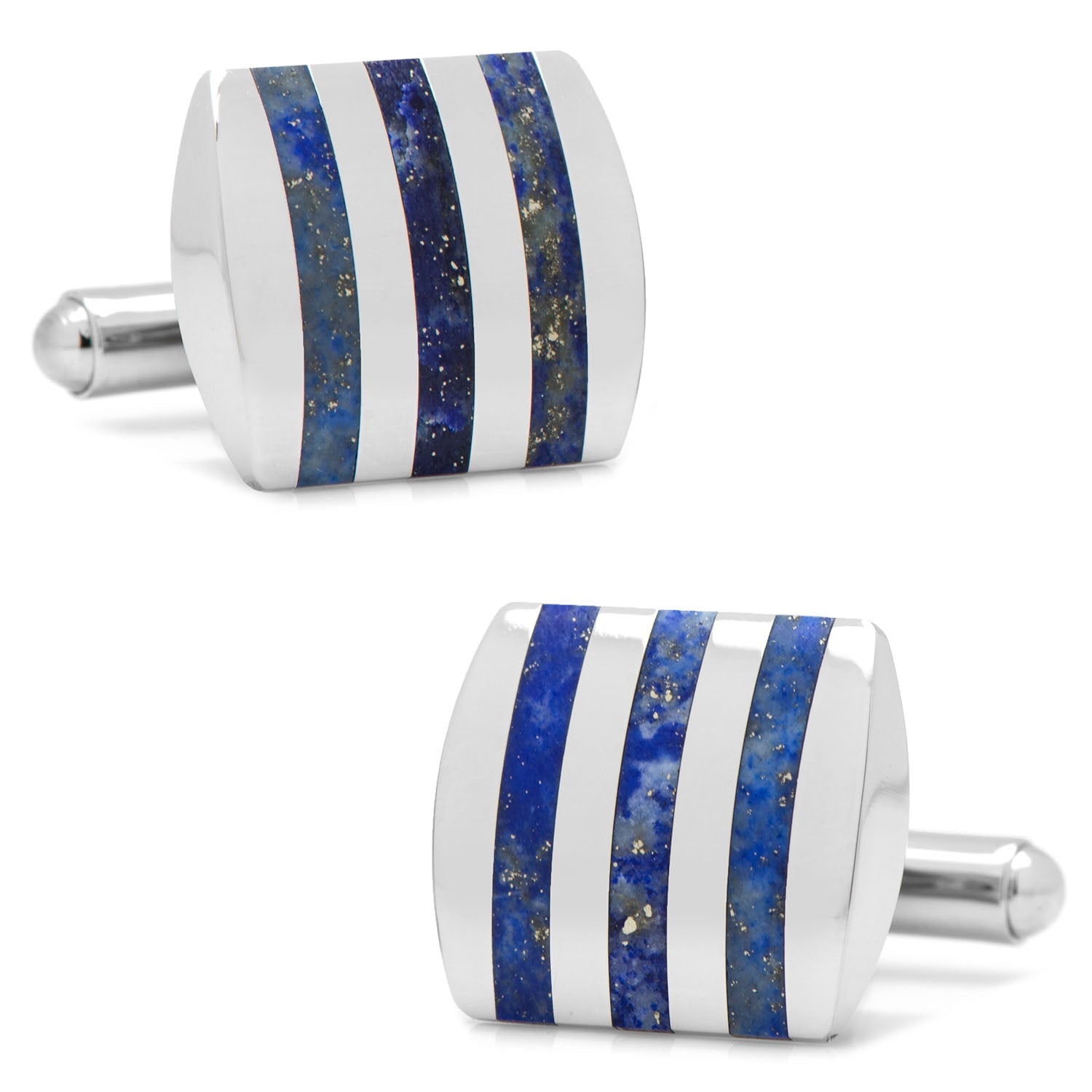  Cufflinks Stainless Steel Striped Lapis Cufflinks - Default Title - Bonton