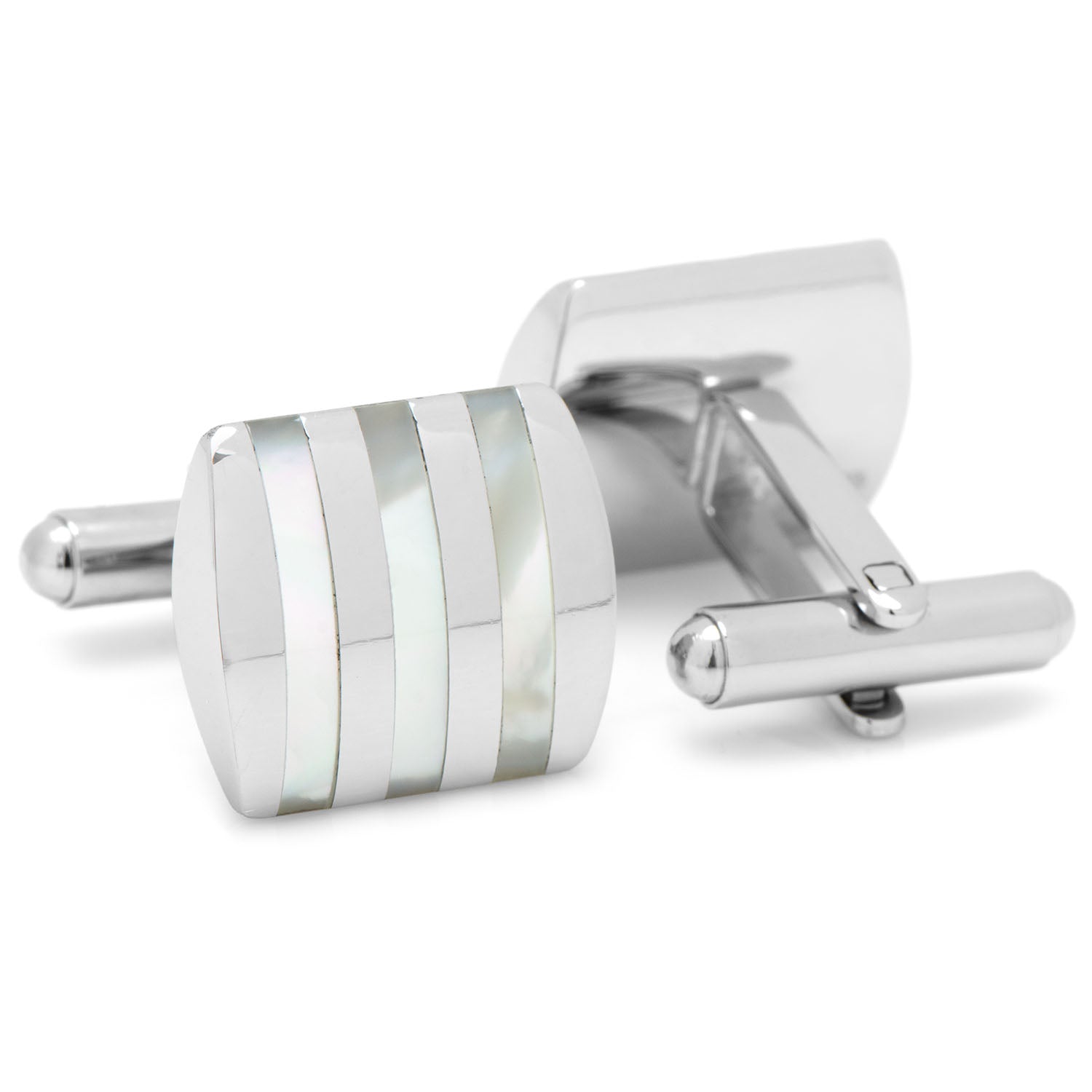  Cufflinks Stainless Steel Striped Mother of Pearl Cufflinks - Default Title - Bonton