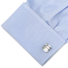 Stainless Steel Striped Mother of Pearl Cufflinks