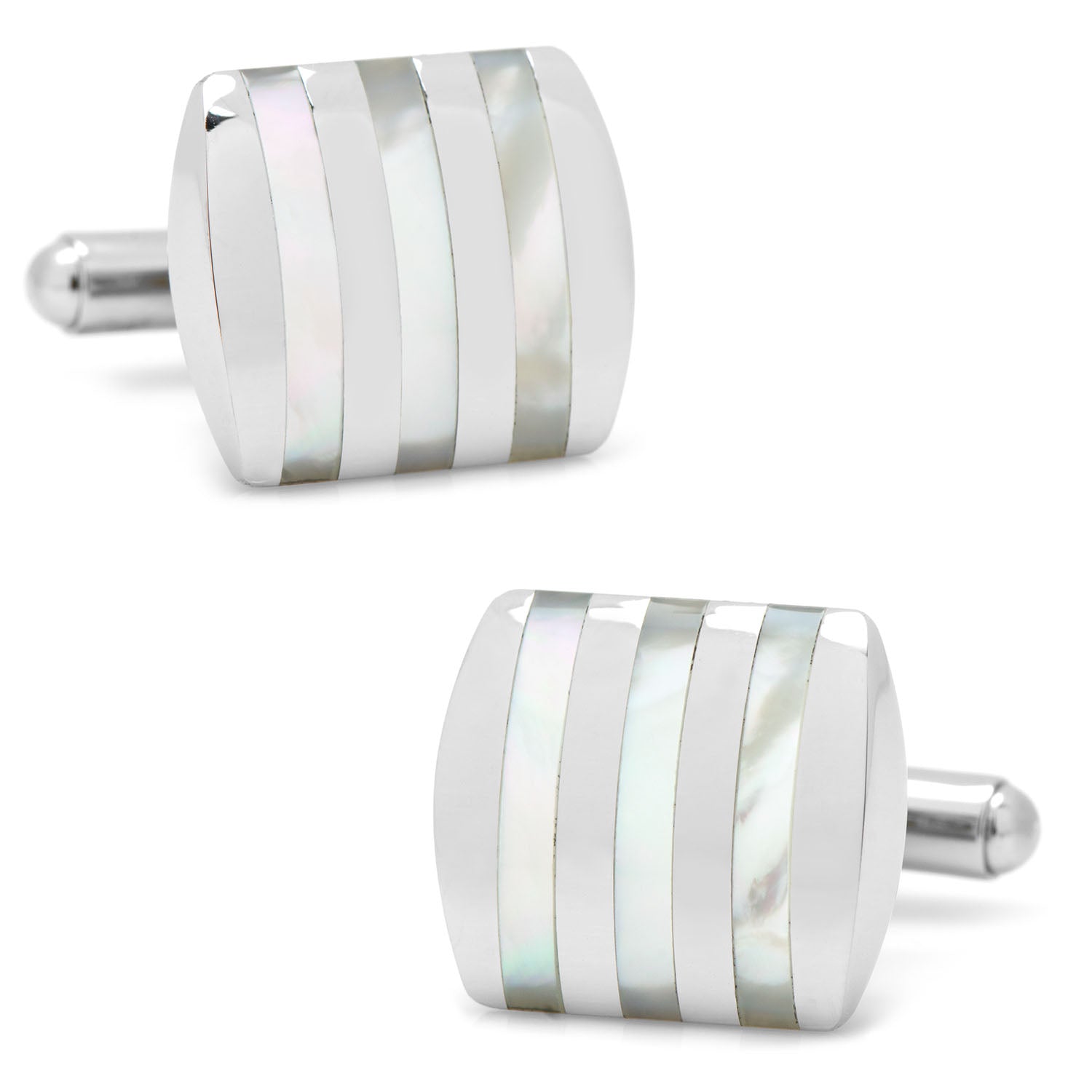  Cufflinks Stainless Steel Striped Mother of Pearl Cufflinks - Default Title - Bonton