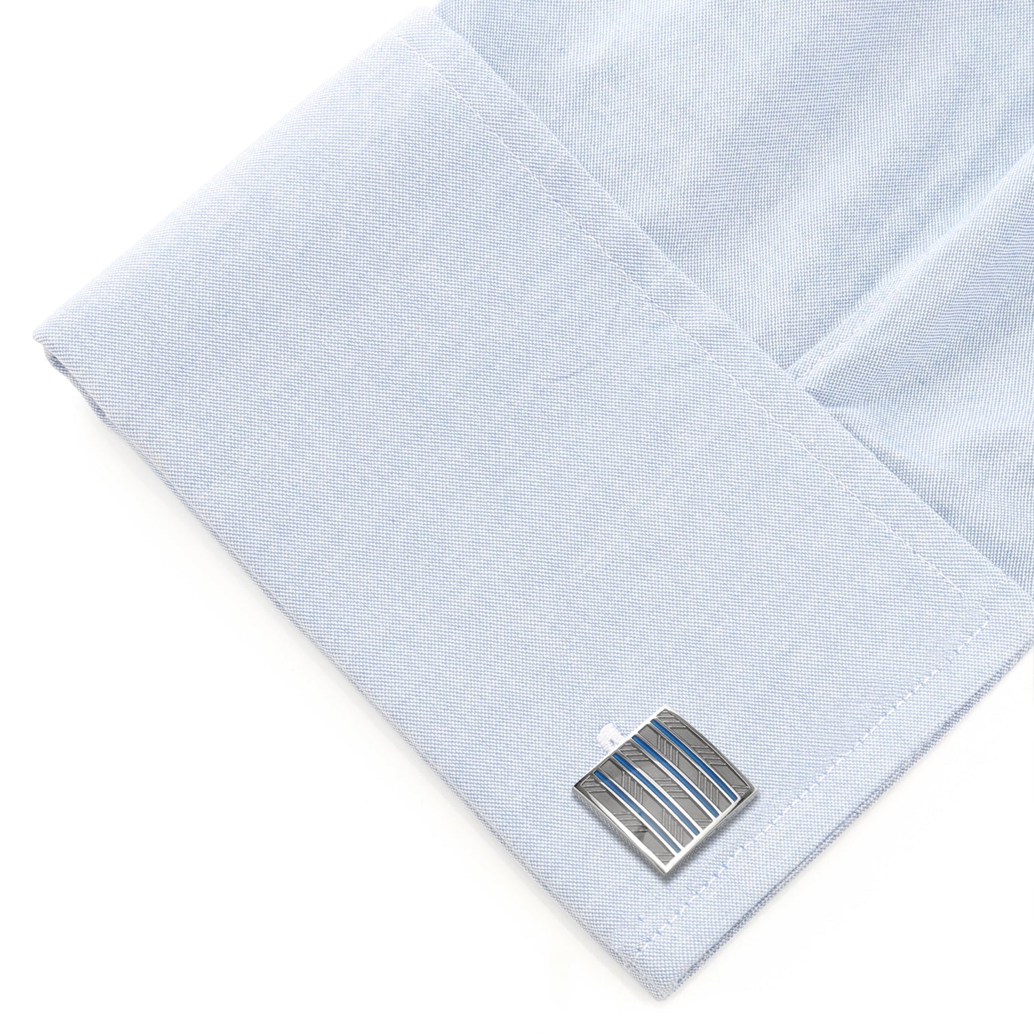  Cufflinks Gray and Blue Striped Square Cufflinks - Default Title - Bonton