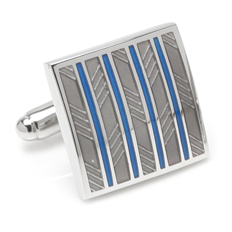  Cufflinks Gray and Blue Striped Square Cufflinks - Default Title - Bonton