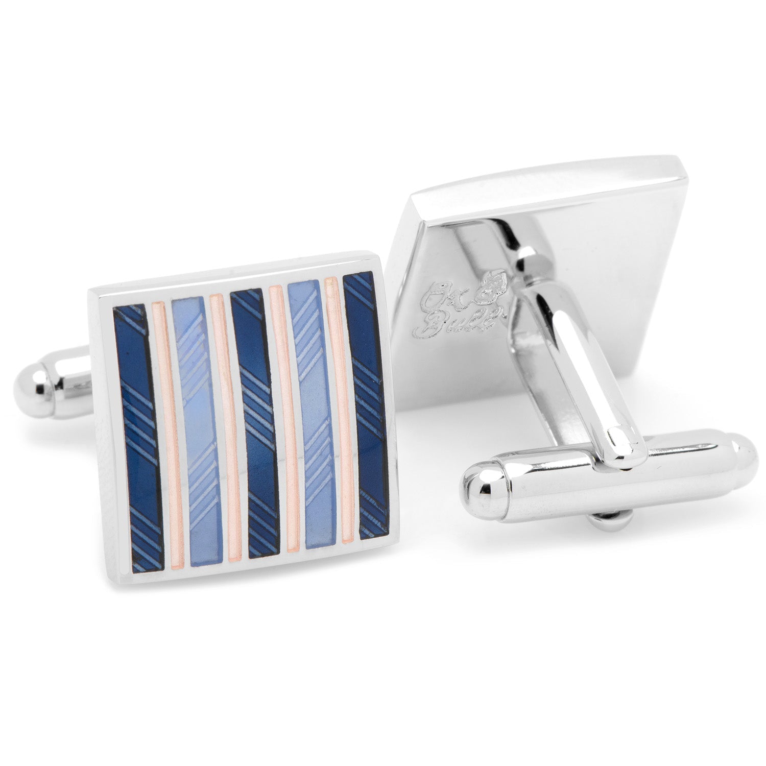  Cufflinks Pink and Navy Striped Square Cufflinks - Default Title - Bonton