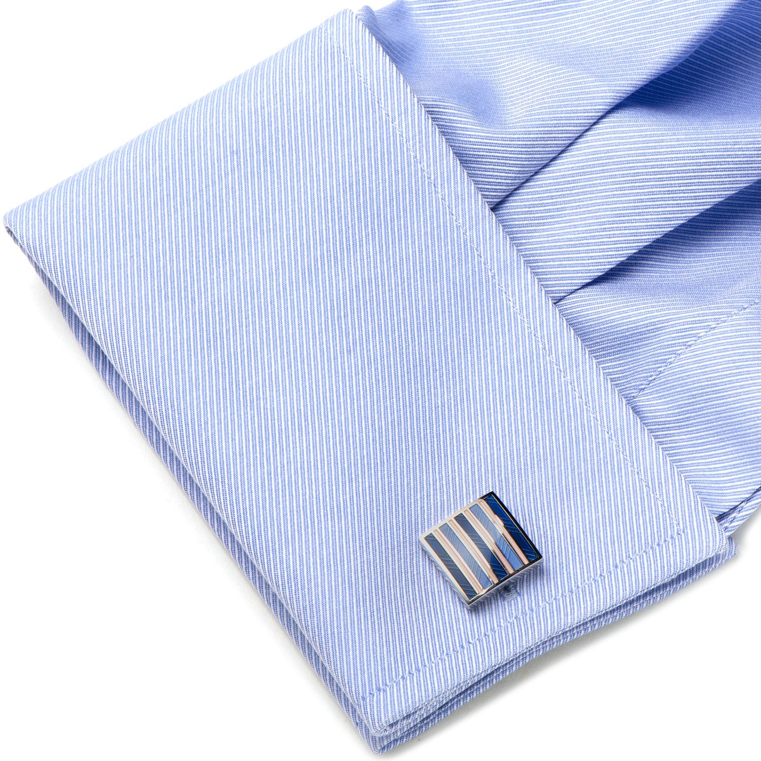  Cufflinks Pink and Navy Striped Square Cufflinks - Default Title - Bonton