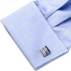 Pink and Navy Striped Square Cufflinks