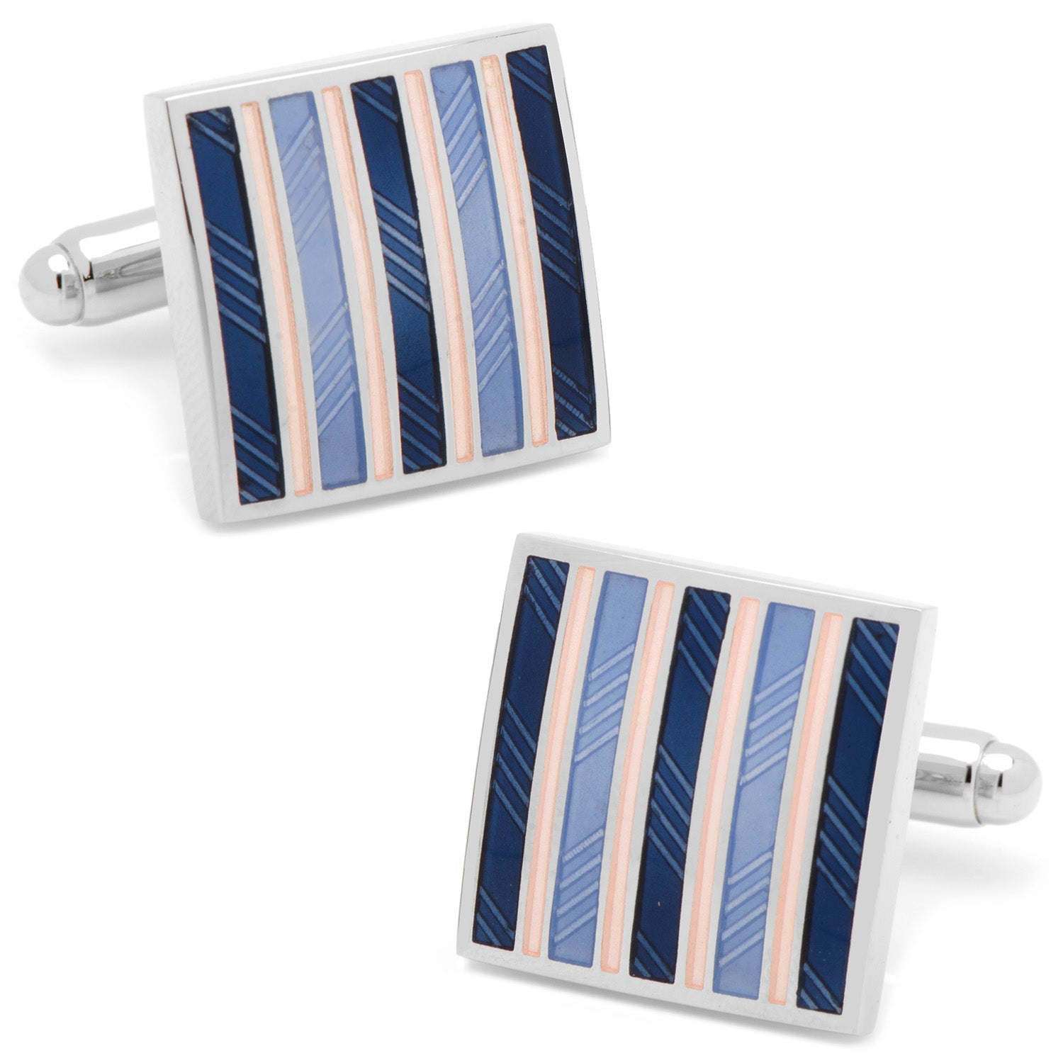  Cufflinks Pink and Navy Striped Square Cufflinks - Default Title - Bonton