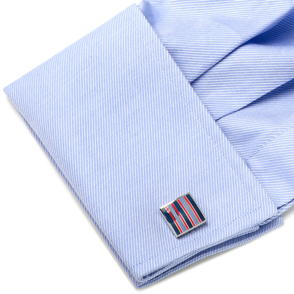  Cufflinks Red and Navy Striped Square Cufflinks - Default Title - Bonton