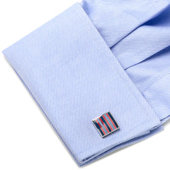 Red and Navy Striped Square Cufflinks