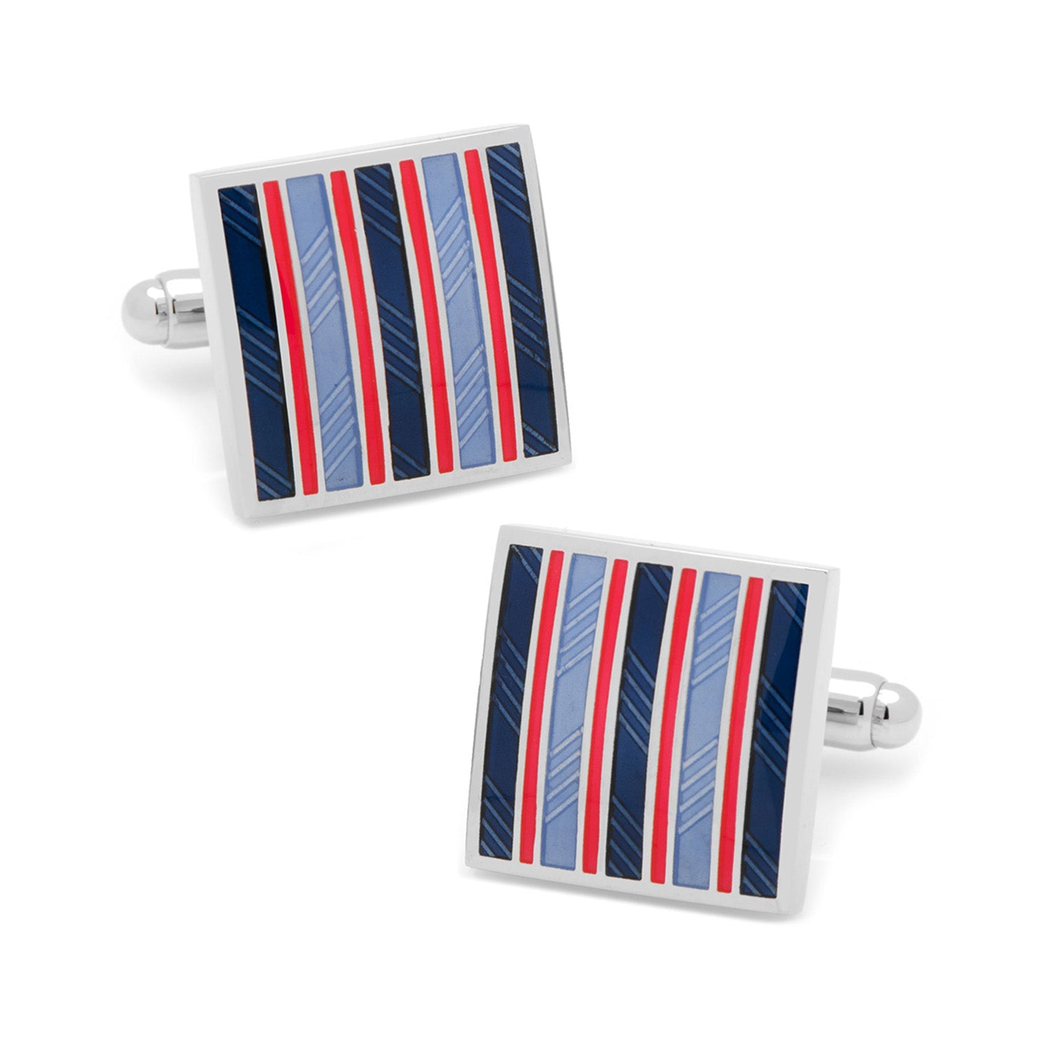  Cufflinks Red and Navy Striped Square Cufflinks - Default Title - Bonton