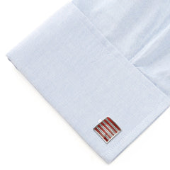 Red and Gray Striped Square Cufflinks