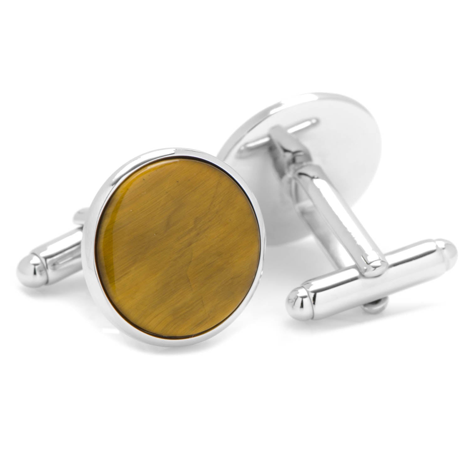  Cufflinks Silver and Tiger's Eye Cufflinks - Default Title - Bonton