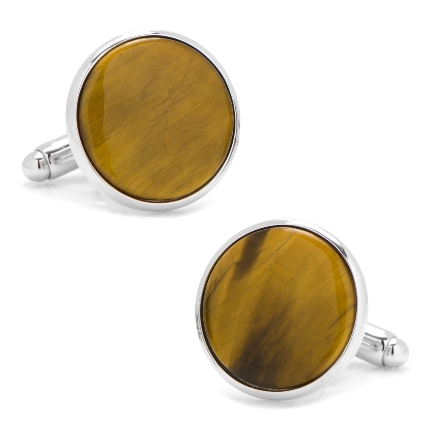  Cufflinks Silver and Tiger's Eye Cufflinks - Default Title - Bonton