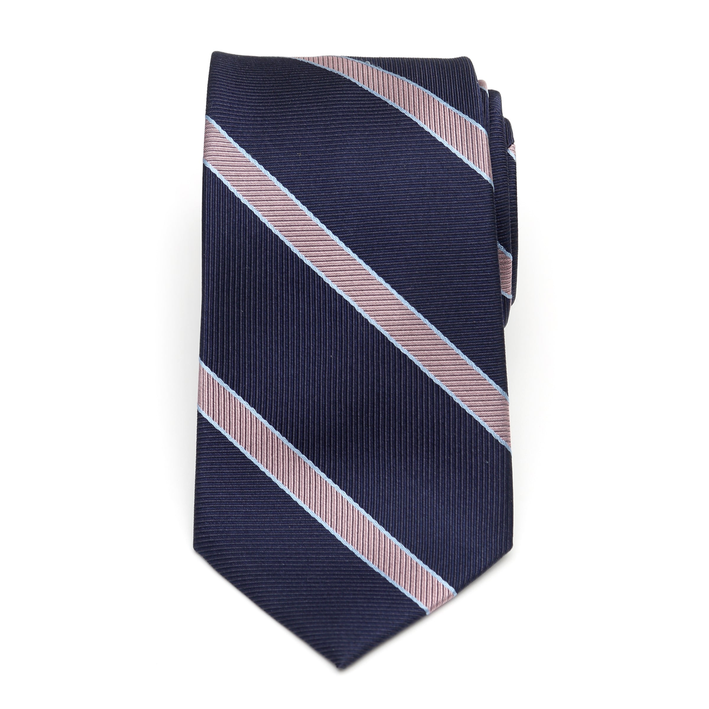  Cufflinks The Travis Tie (Navy Pink Stripe Men's Tie) - Default Title - Bonton