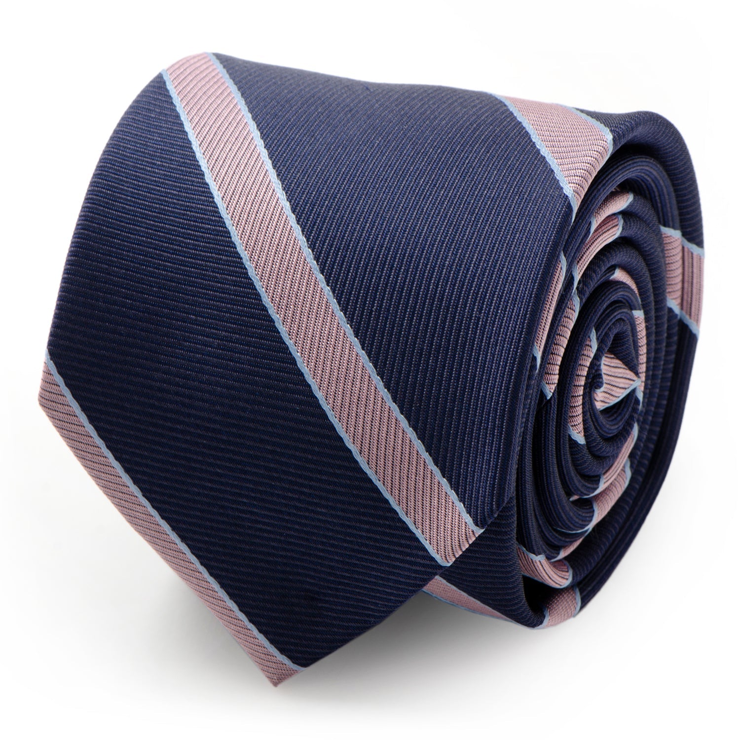  Cufflinks The Travis Tie (Navy Pink Stripe Men's Tie) - Default Title - Bonton