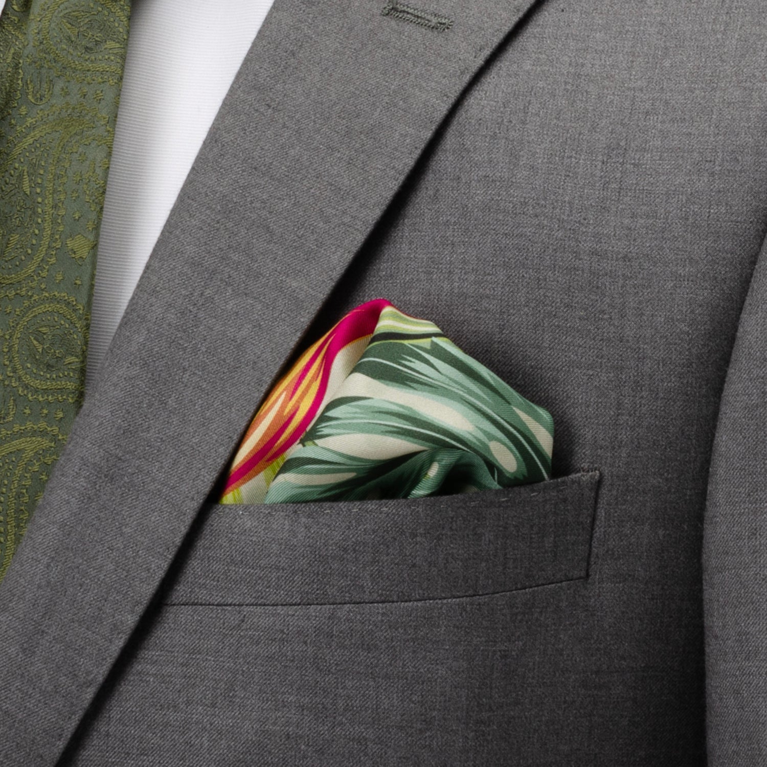  Cufflinks Tropical Leaf Multi Pocket Square - Default Title - Bonton