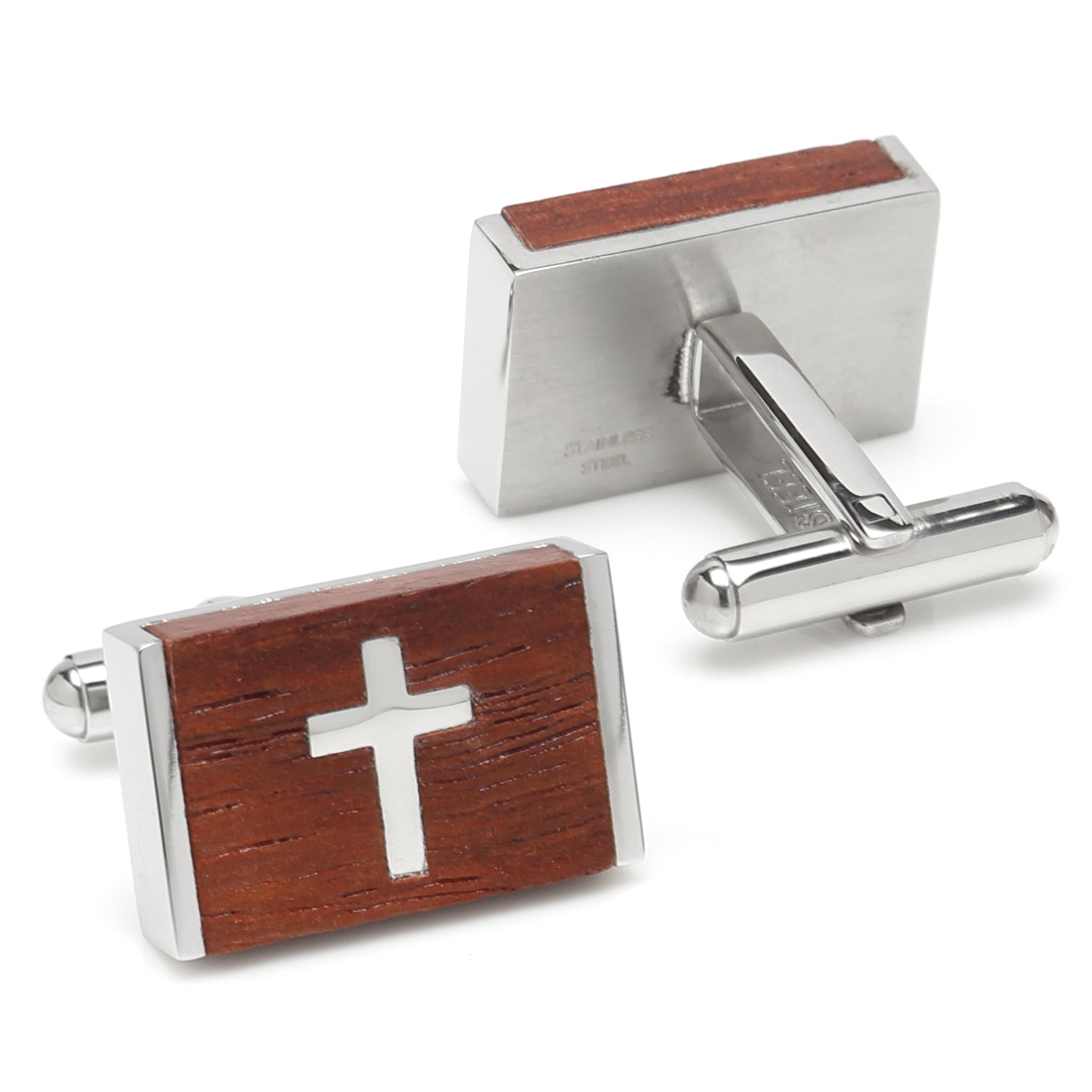  Cufflinks Cross Wood Stainless Steel Cufflinks - Default Title - Bonton