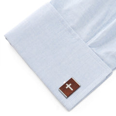 Cross Wood Stainless Steel Cufflinks