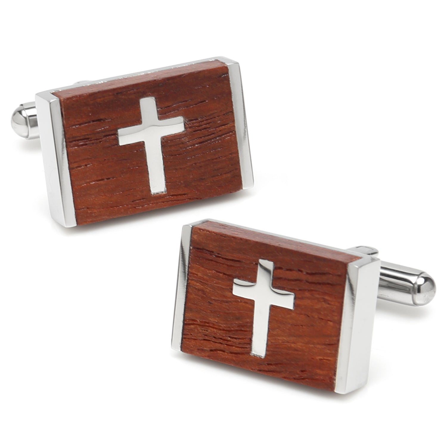  Cufflinks Cross Wood Stainless Steel Cufflinks - Default Title - Bonton