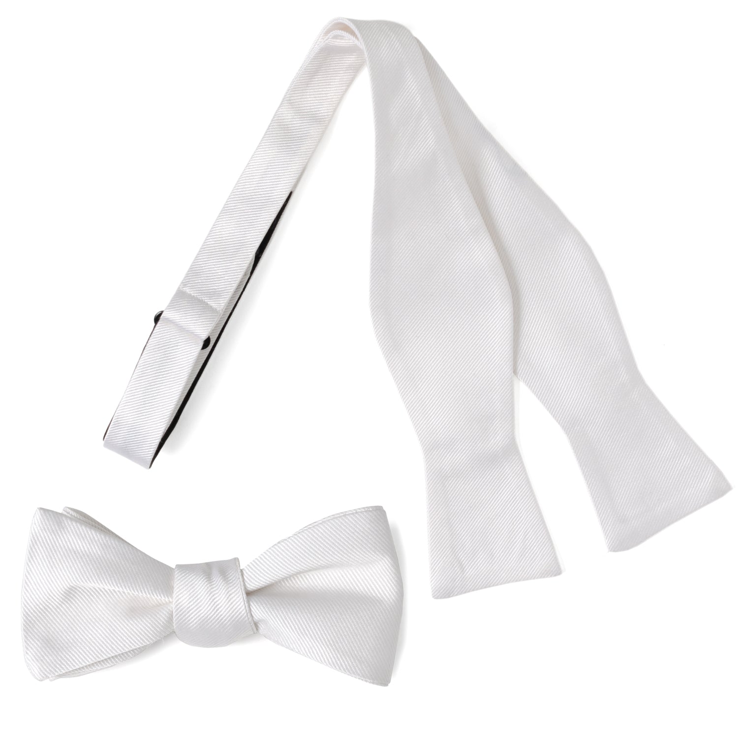  Cufflinks White Silk Self Bow Tie - Default Title - Bonton