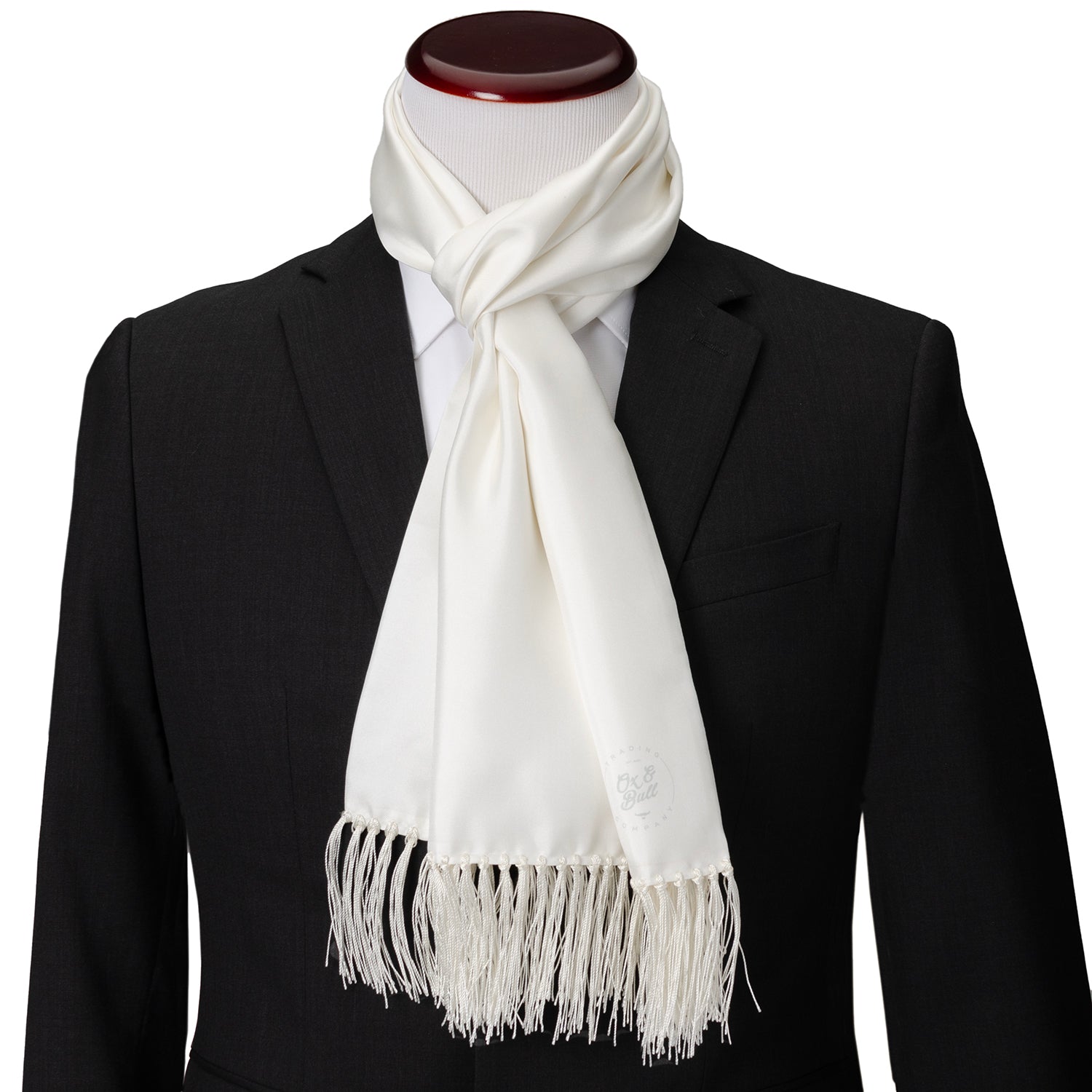  Cufflinks White Silk Tuxedo Scarf - Default Title - Bonton