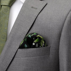 Leaf Watercolor Black Pocket Square