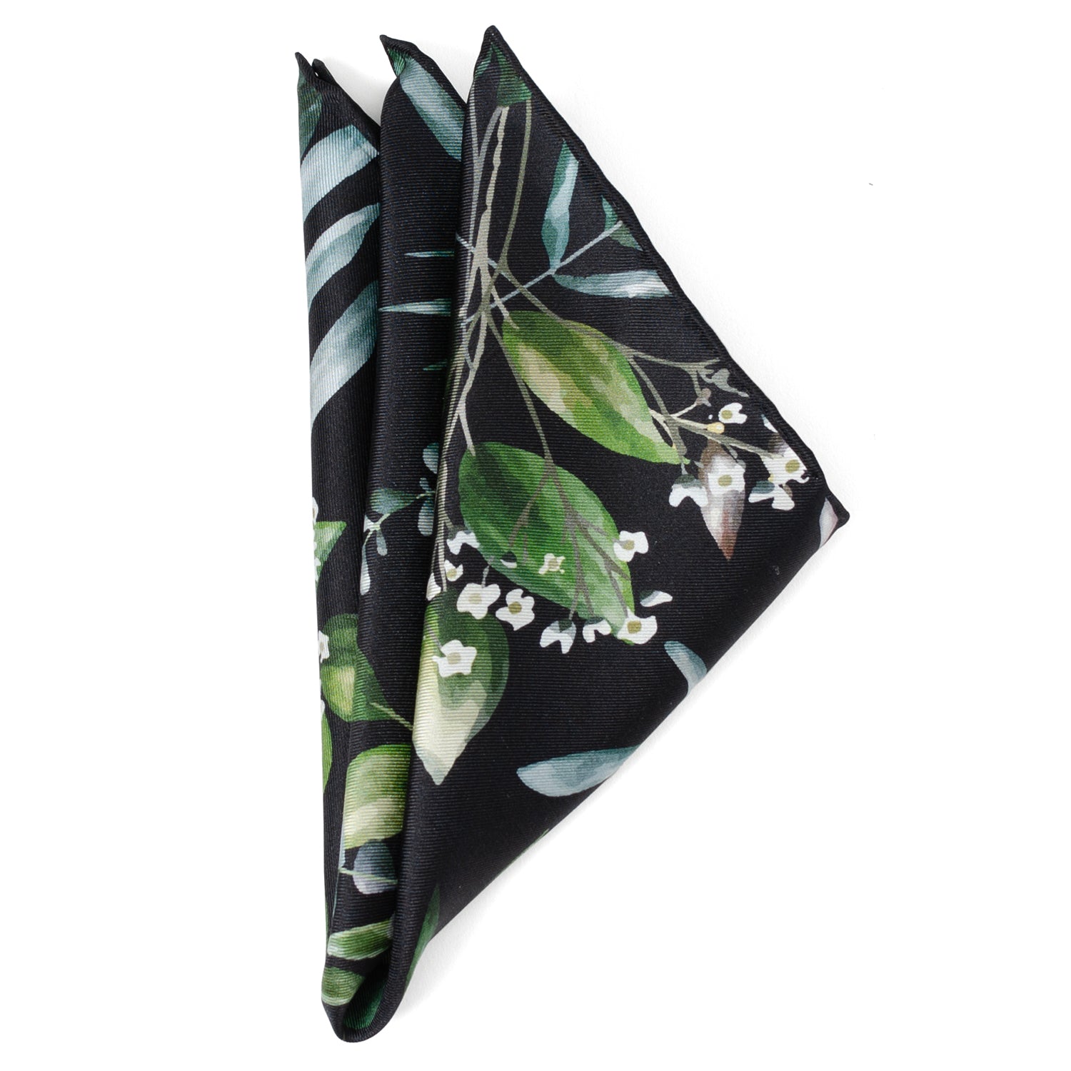  Cufflinks Leaf Watercolor Black Pocket Square - Default Title - Bonton