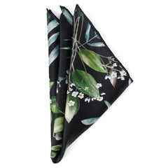 Leaf Watercolor Black Pocket Square