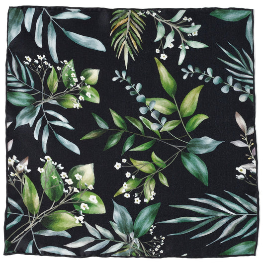 Leaf Watercolor Black Pocket Square