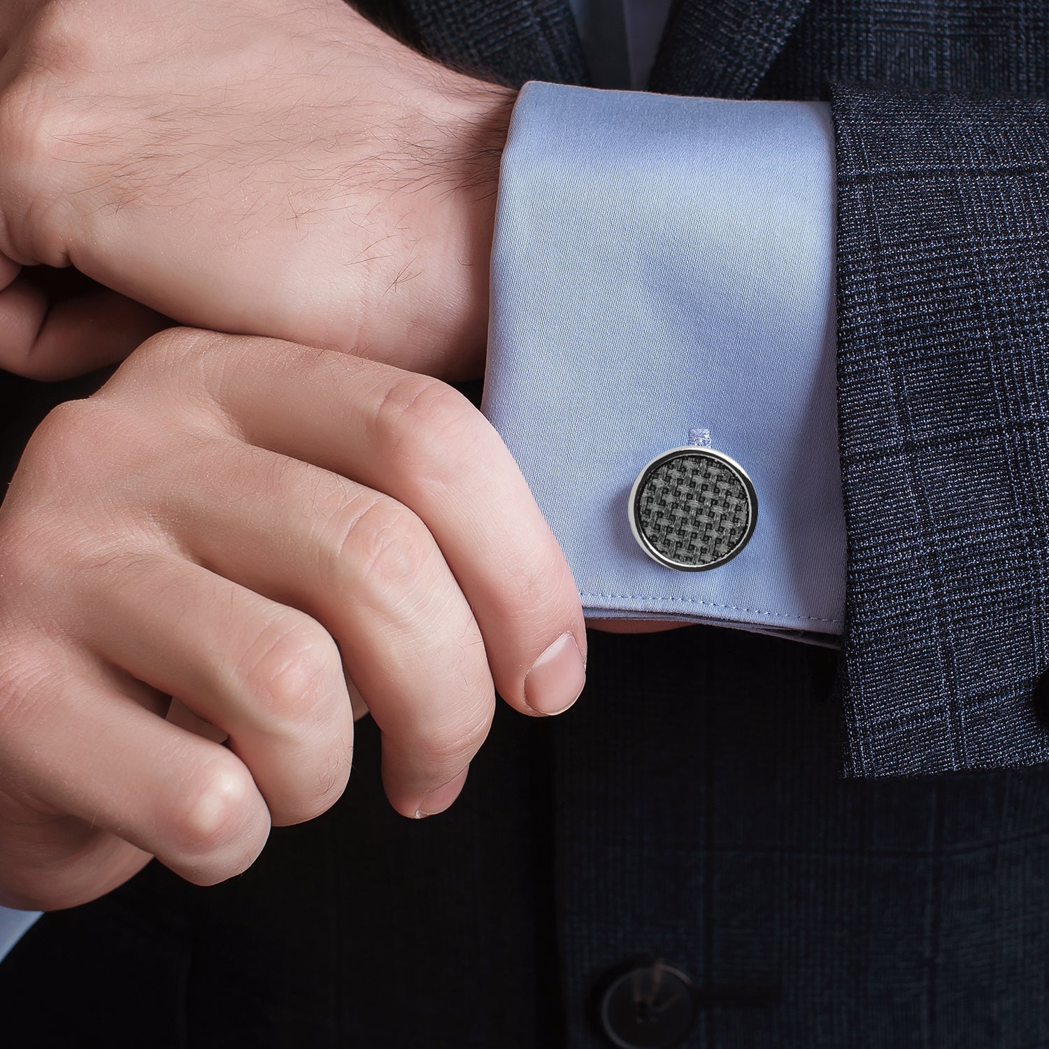  Cufflinks Woven Metal Black Cufflinks - Default Title - Bonton