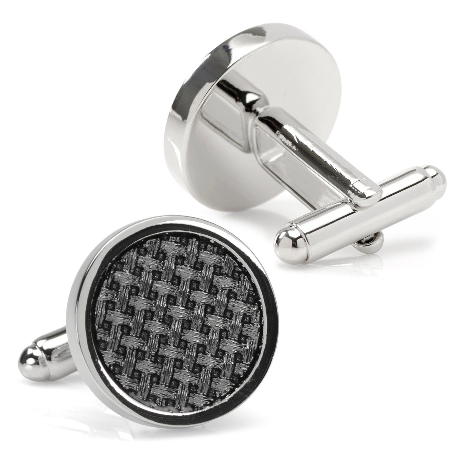  Cufflinks Woven Metal Black Cufflinks - Default Title - Bonton