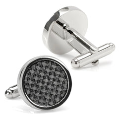 Woven Metal Black Cufflinks