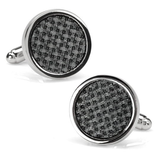 Woven Metal Black Cufflinks