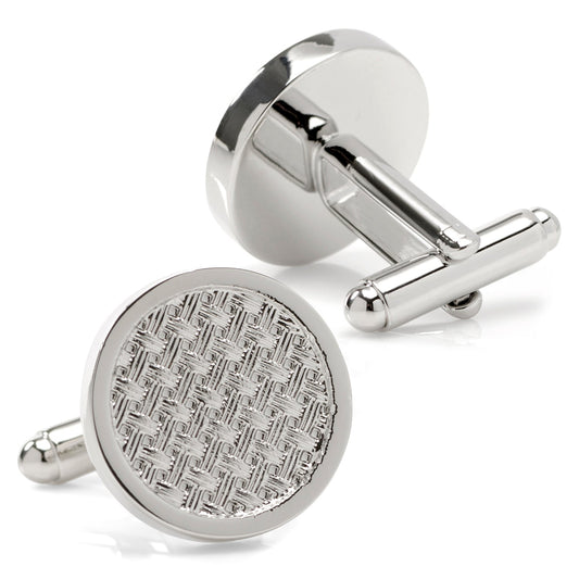 Woven Metal Silver Cufflinks