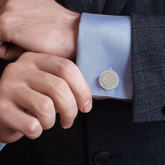 Woven Metal Silver Cufflinks