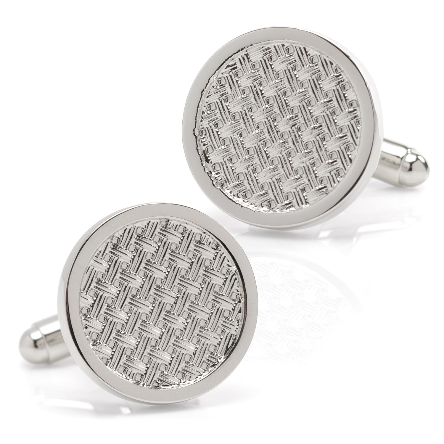 Cufflinks Woven Metal Silver Cufflinks - Default Title - Bonton