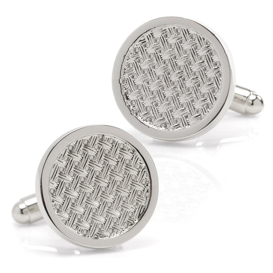 Woven Metal Silver Cufflinks