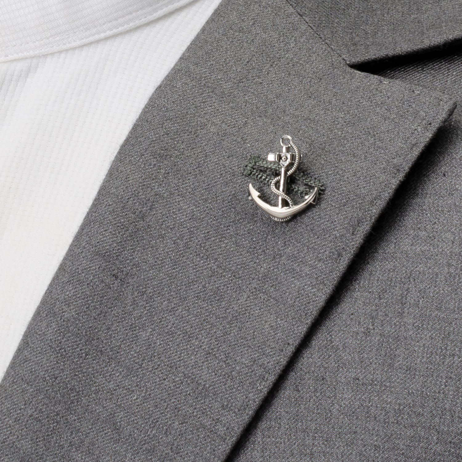  Cufflinks 3D Anchor Sterling Silver Lapel Pin - Default Title - Bonton