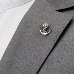 3D Anchor Sterling Silver Lapel Pin