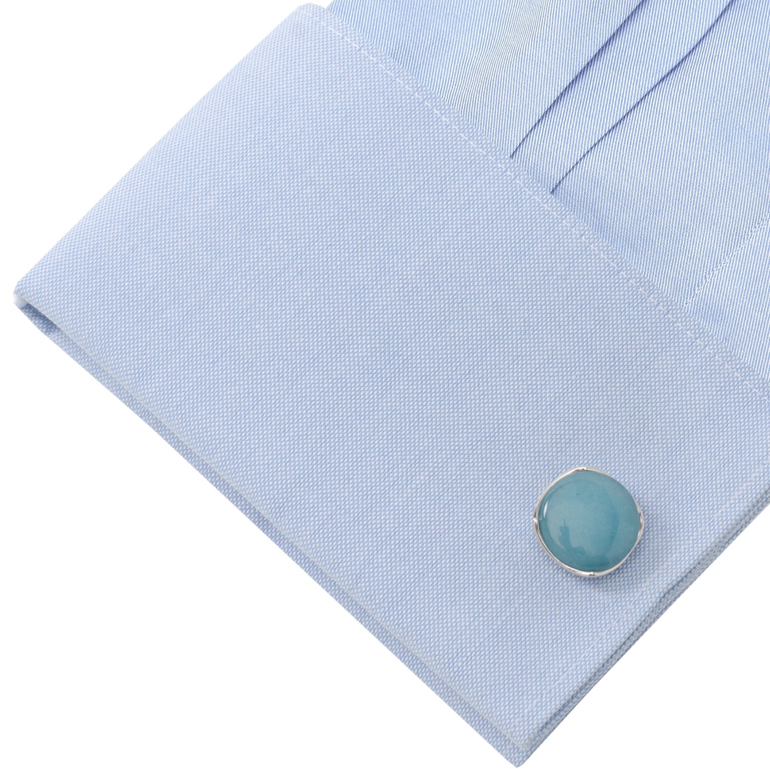  Cufflinks Sterling Silver Classic Formal Aquamarine Jade Cufflinks - Default Title - Bonton