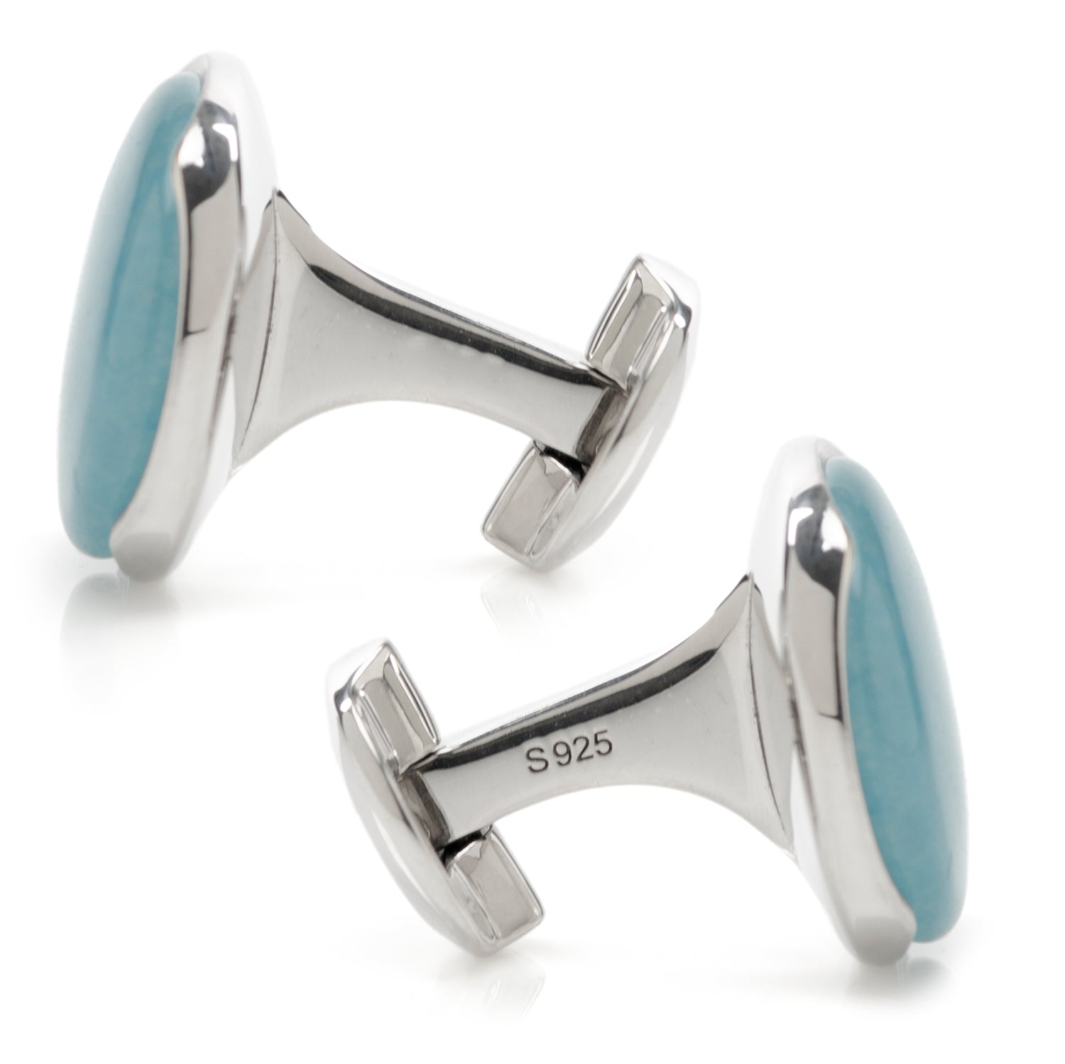  Cufflinks Sterling Silver Classic Formal Aquamarine Jade Cufflinks - Default Title - Bonton