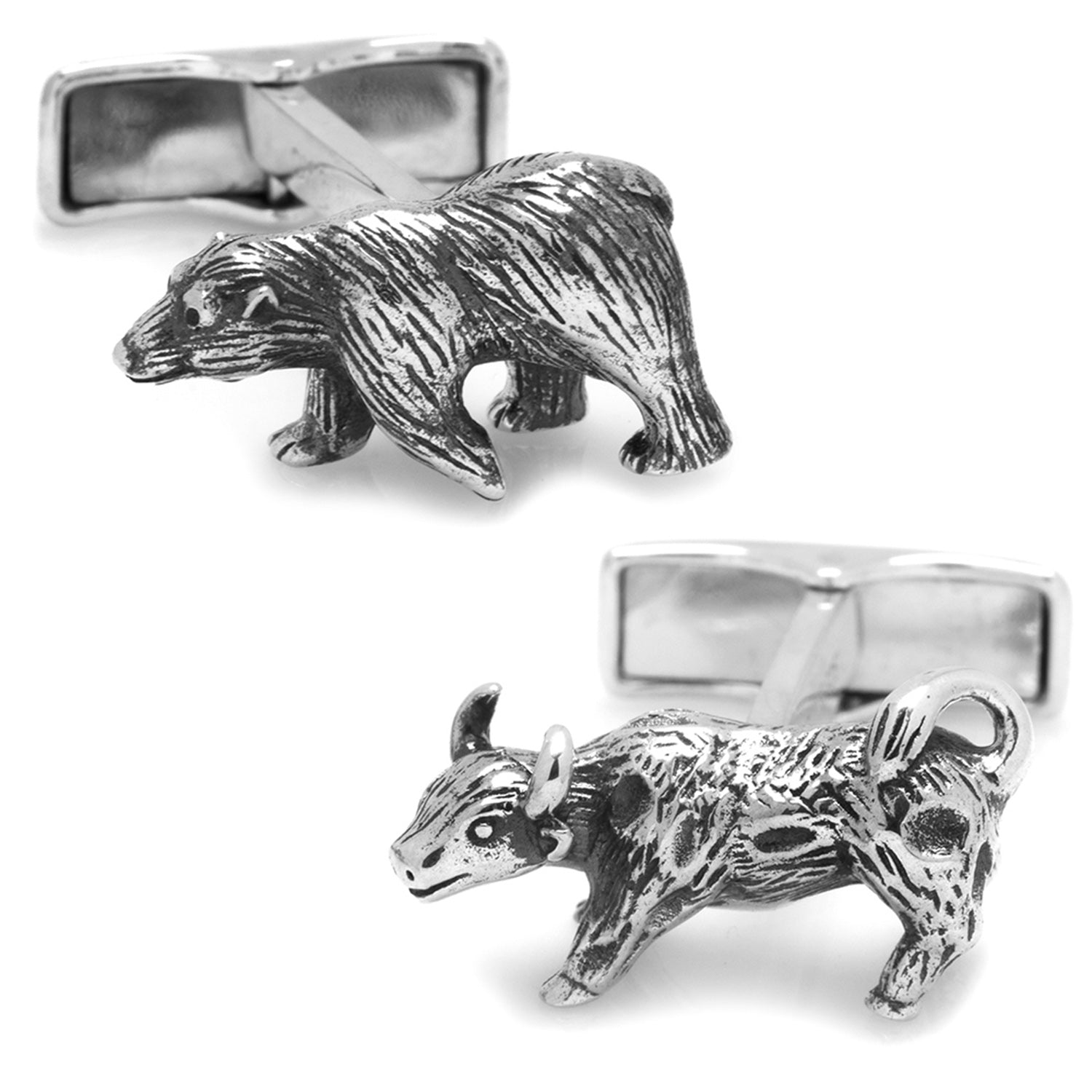  Cufflinks Sterling Bull and Bear Cufflinks - Default Title - Bonton