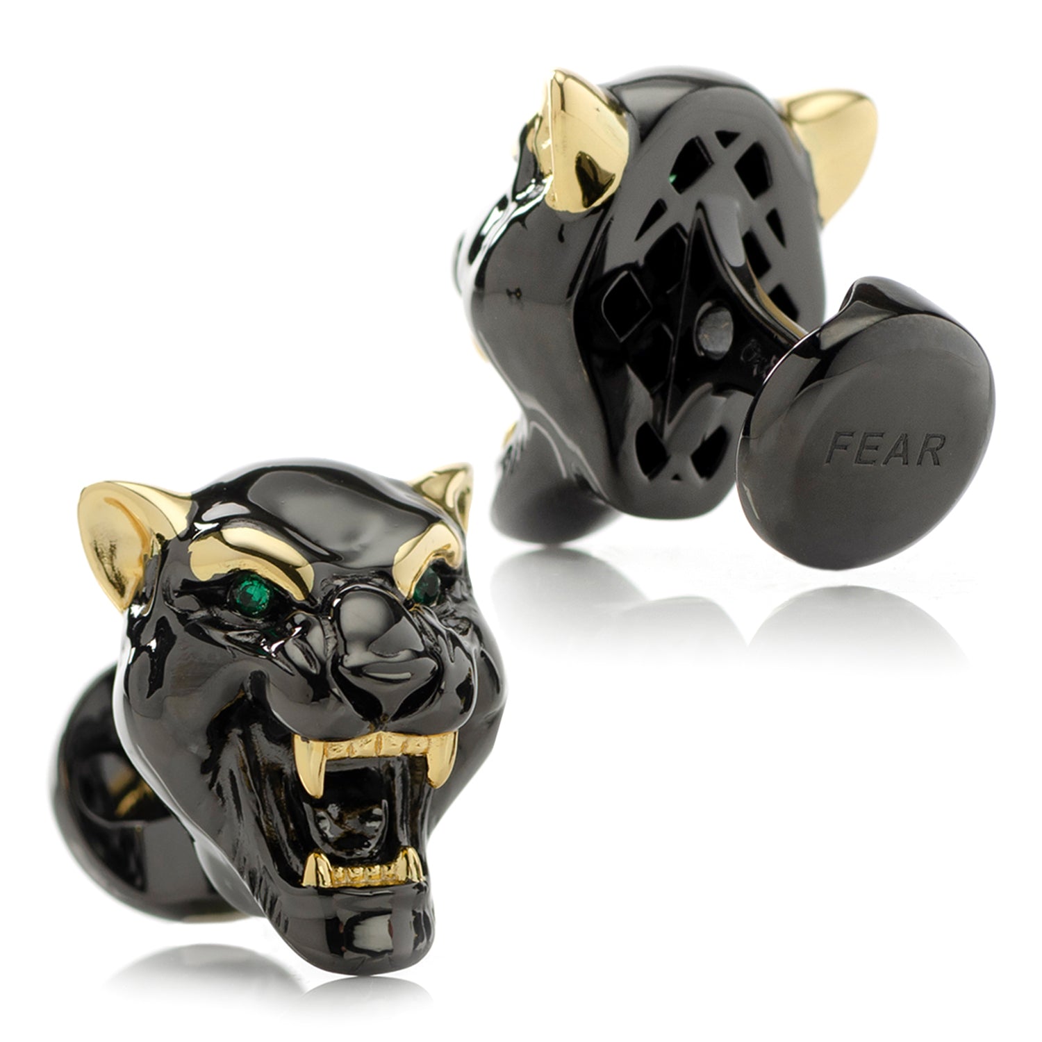  Cufflinks Sterling Silver Black and Gold Panther Cufflinks - Default Title - Bonton