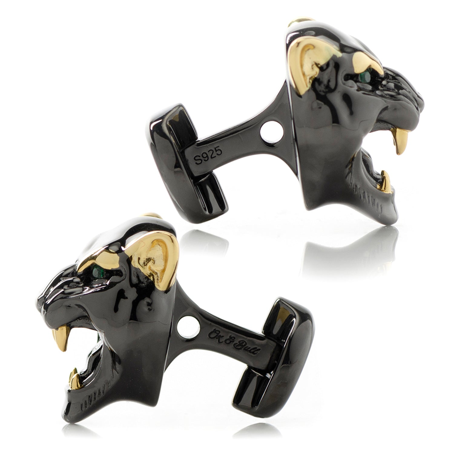  Cufflinks Sterling Silver Black and Gold Panther Cufflinks - Default Title - Bonton