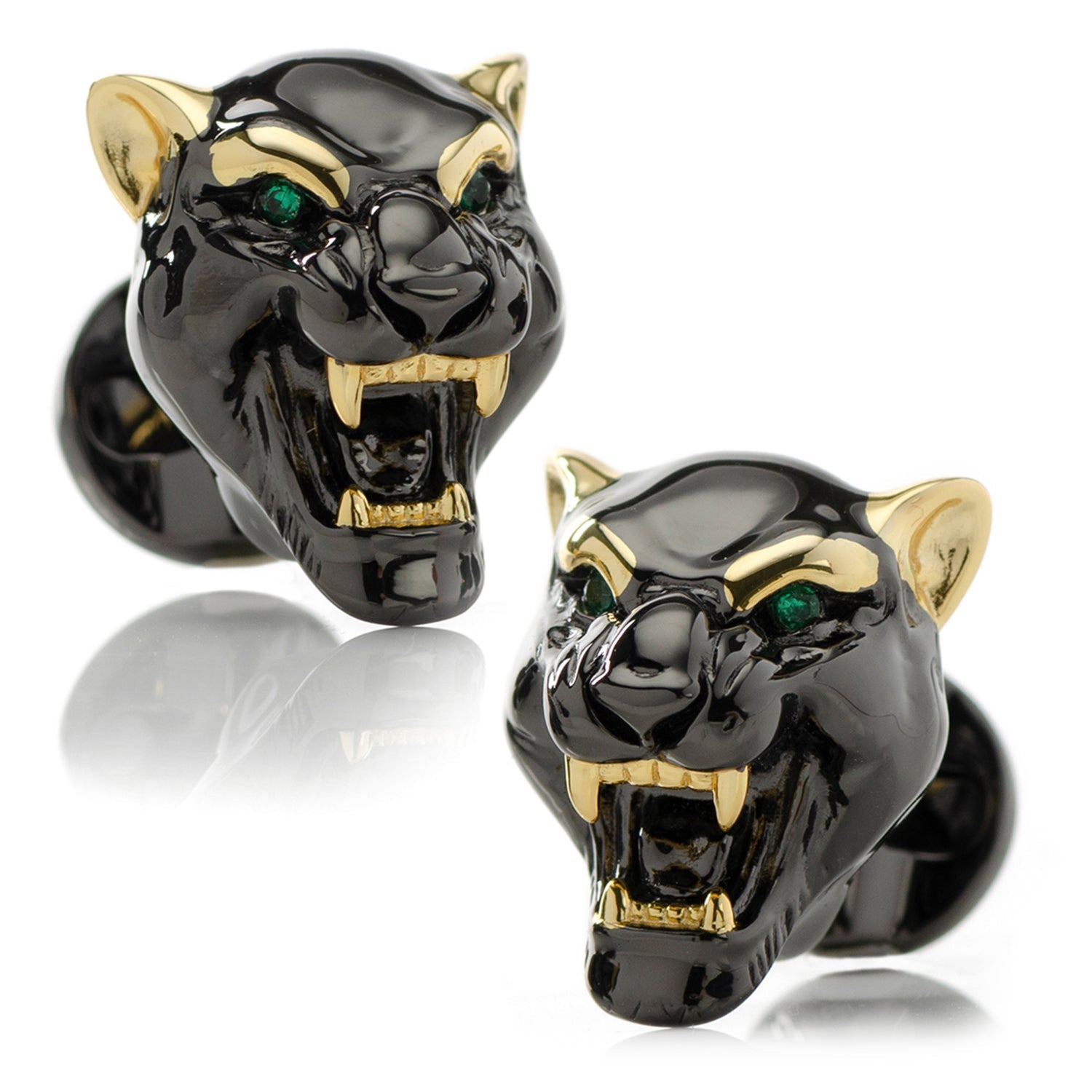  Cufflinks Sterling Silver Black and Gold Panther Cufflinks - Default Title - Bonton