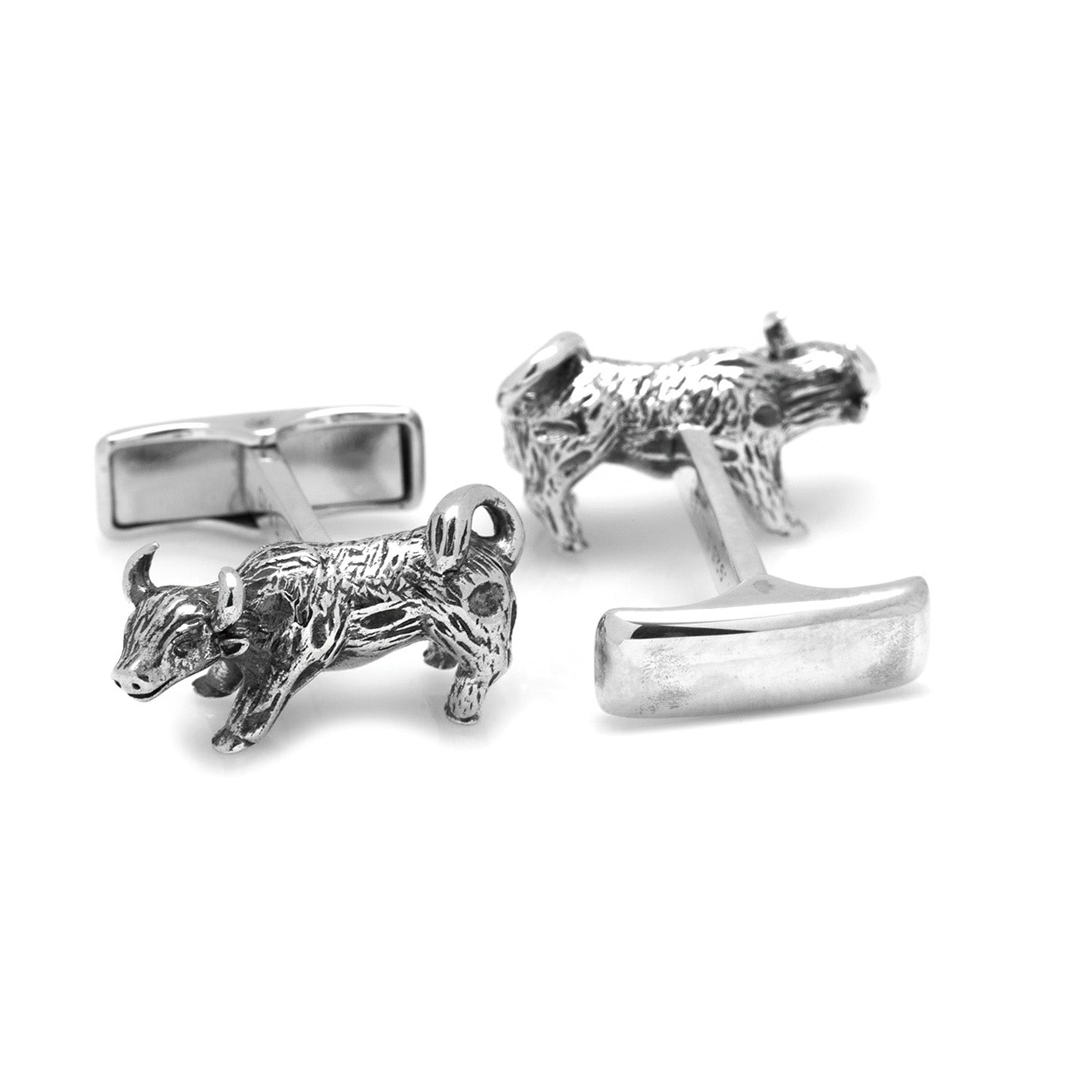  Cufflinks Sterling Silver Bull Cufflinks - Default Title - Bonton